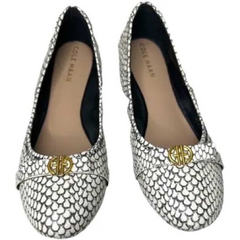 Cole Haan Tova Bow Ballet - Black and White snake print
